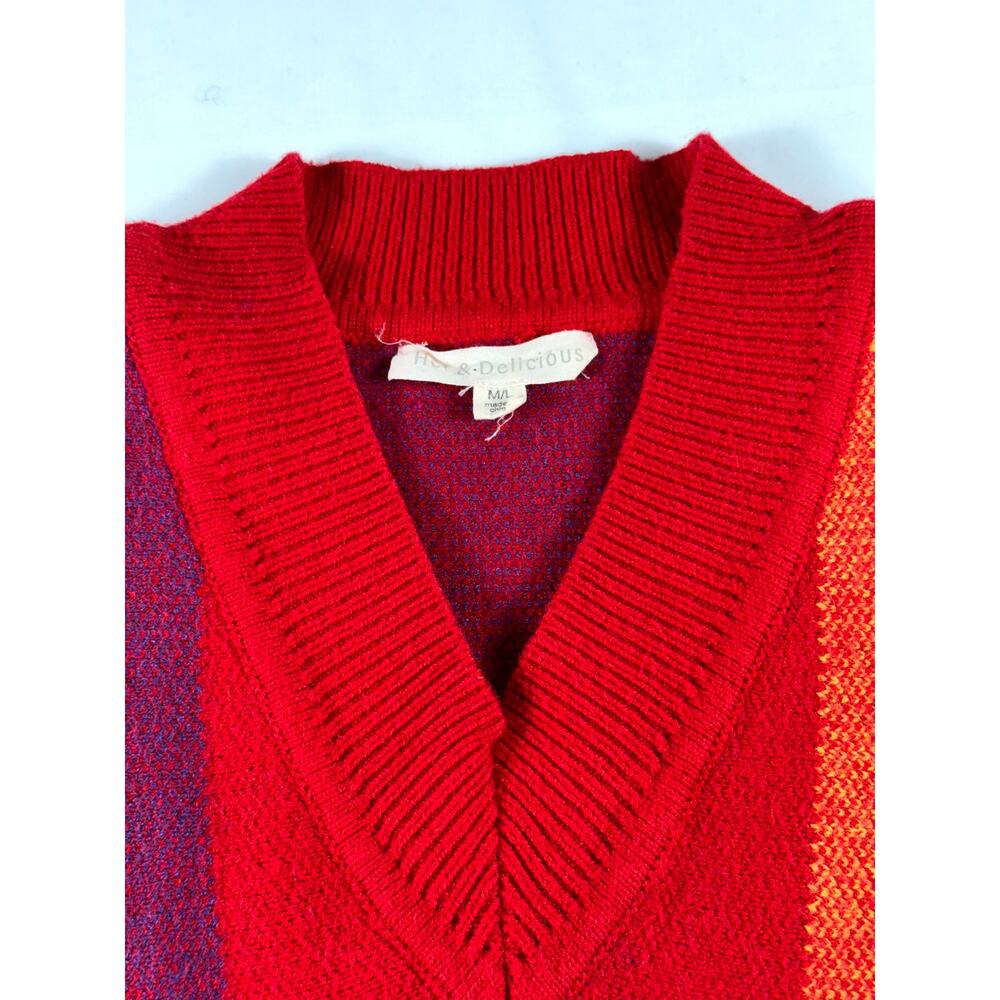 Hot & Delicious Women Rainbow Stripe M/L Oversized Knit Sweater long sleeve - Picture 6 of 8